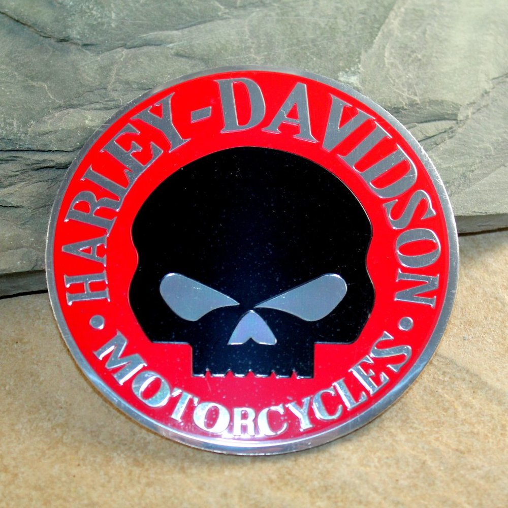 Harley Davidson Red Black Skull Sportster Emblem Gas Fuel Tank Decal Badge